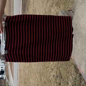 Ann Taylor Black/Red Striped Pencil Skirt Sz 14